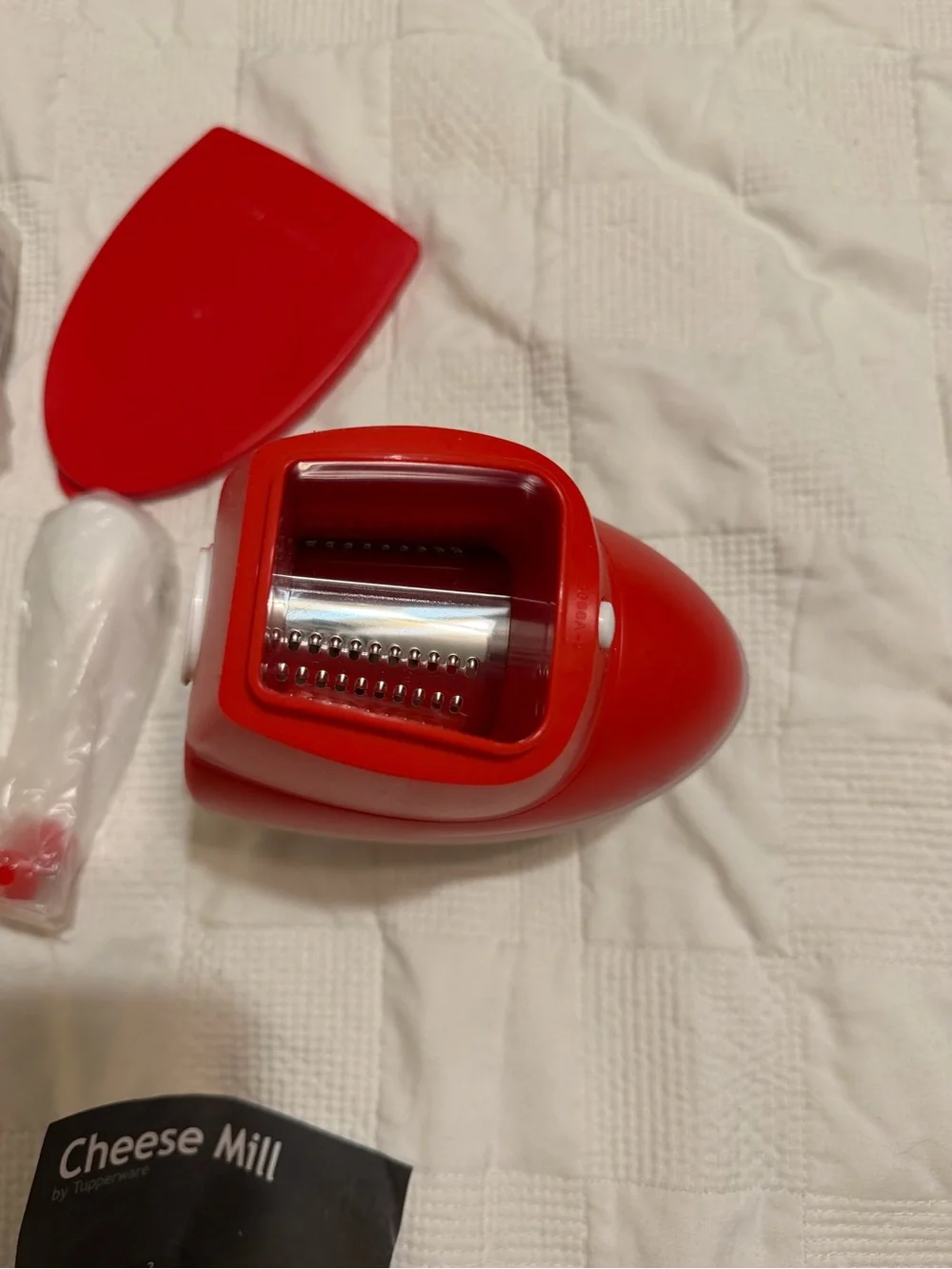 Tupperware Red and White Mini Cheese Mill